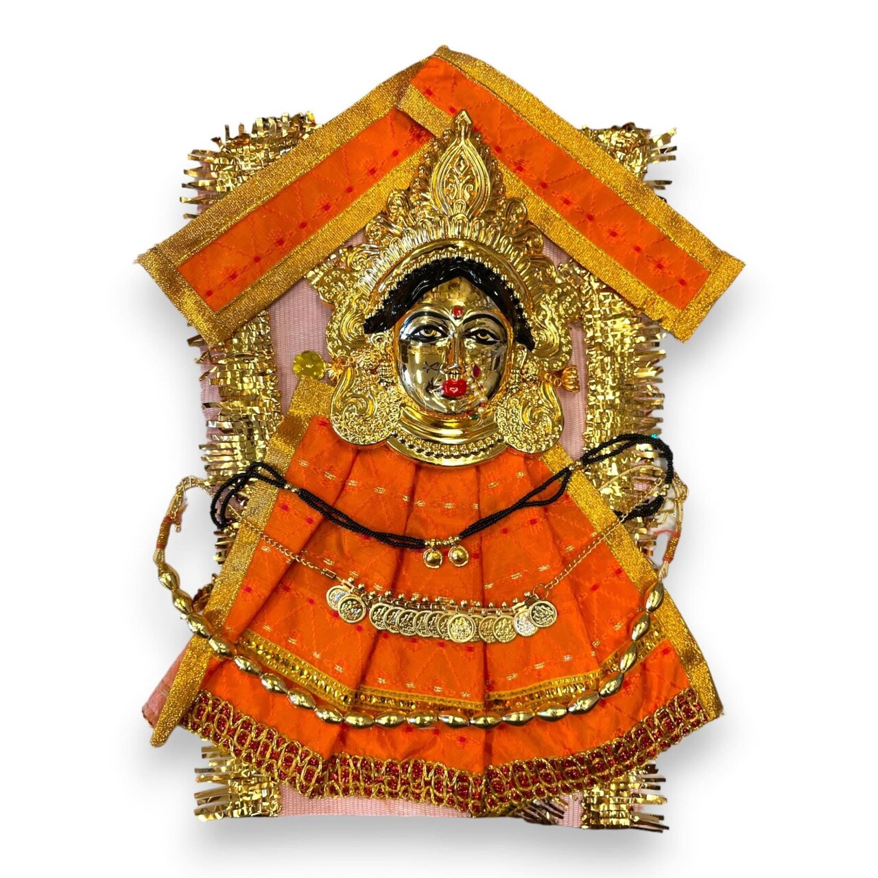Vara Lakshmi Goddess Face Set Devi Mata Mukhota Face Idol with Dress Jewelry for Varalaxmi Vratam Navaratri Margashirsha Vratha Pooja Hindu Religious Temple Mandir - Mahalaxmi Goddess Face